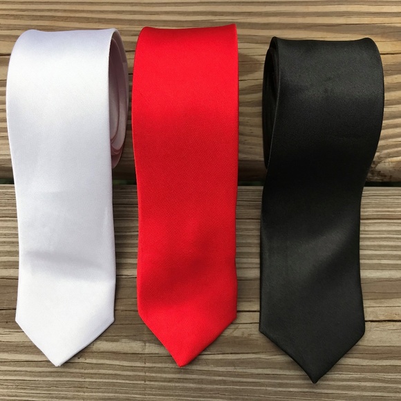 Other - Lot of 3 Ties Men Fashion Tie Red Black White Slim